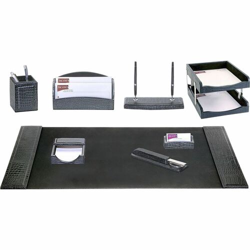 Dacasso  Desk Set,Crocodile,10 Pc,34-3/4"x20-3/4"x5-2/5",BK