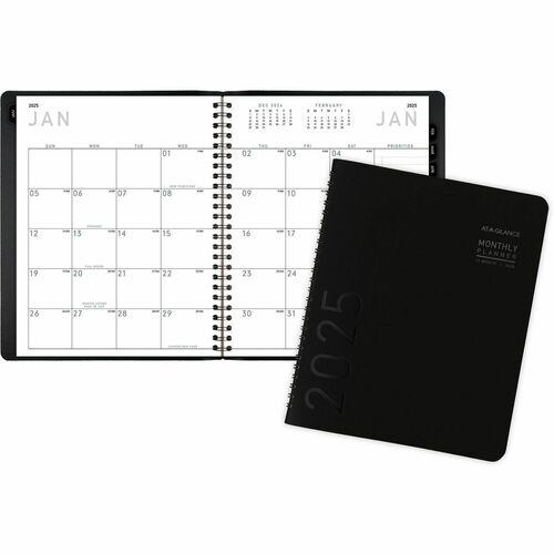 AT-A-GLANCE  Desk Appt Book, Monthly, Jan-Dec, 2PPM, 6-7/8"x8-3/4", Black
