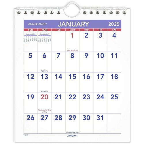 AT-A-GLANCE  Mini Monthly Wall Calendar, 1PPM, Jan-Dec, 6-1/2"x7-1/2"