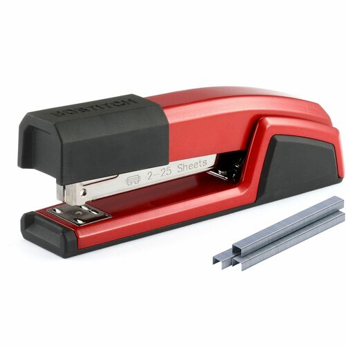 Bostitch (Stanley Bostitch)  Stapler, w/Remover, Remover, No-Jam, 25 Sht Cap, Red