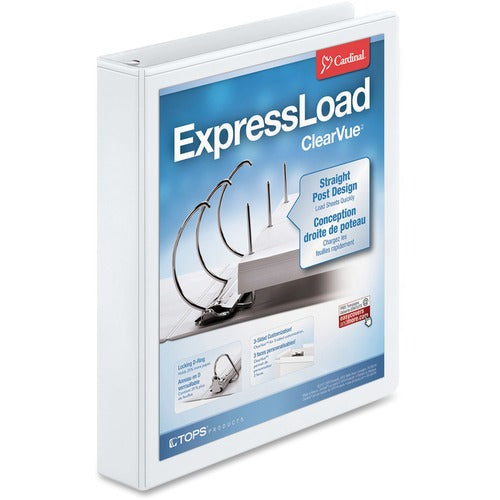 Cardinal  Locking D-Ring Binder, 1-1/2" Cap, White