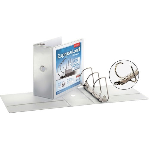 Cardinal  Locking D-Ring Binder, 5" Cap, White