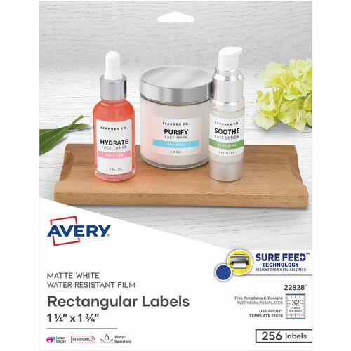 Avery  Durable Labels, Rectangle, 1-1/4"x1-3/4", 32/Sht,256/PK, WE