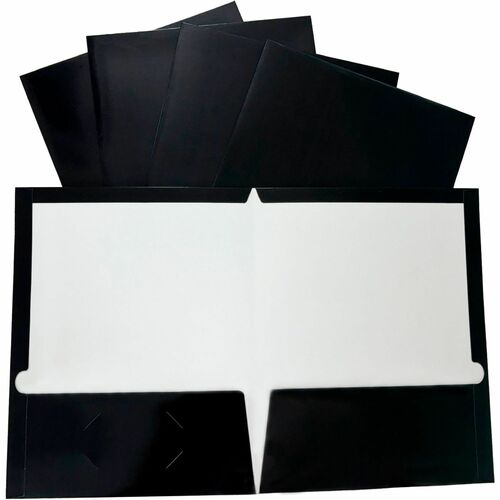 Business Source  Two Pocket Folder, Ltr, 2-Pkts, 100 Shts, 25/BX, BK