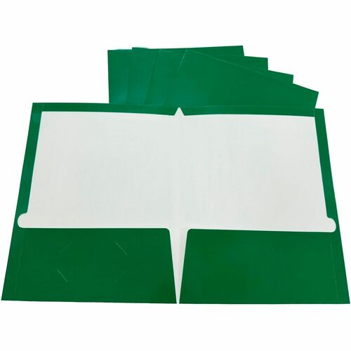 Business Source  Two Pocket Folder, Ltr, 2-Pkts, 100 Shts, 25/BX, GN