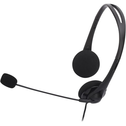 Compucessory  Stereo Headphones, w/Microphone, 71" Cord, BK