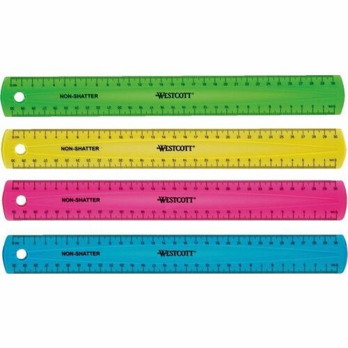 Acme United Corporation  Ruler, Non-Shatter, Antimicrobial, Transparent, 12"L, AST