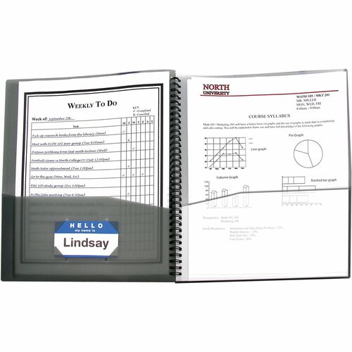 C-Line  Portfolio, Poly, 8-Pkt, Spiral Bound, Ltr, Smoke