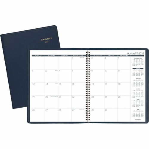 AT-A-GLANCE  13-Month Planner, Jan-Mar, 2PPM, 9"x11"Page Size, Navy