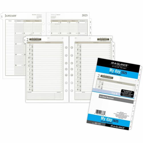 AT-A-GLANCE  Calendar Refill,7HP,Daily,12 Mths,Jan-Dec,5-1/2"x8-1/2",WE