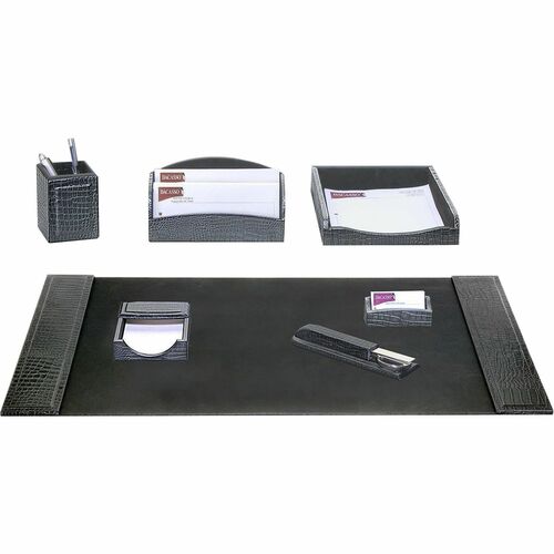 Dacasso  Desk Set,Crocodile,7 Pc,34-3/4"x20-3/4"x5-2/5",BK