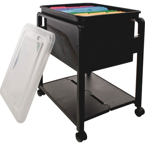 Advantus Corp.  Folding Mobile File Cart, 13-1/2"x14-1/2"x18-1/2", BK/CL