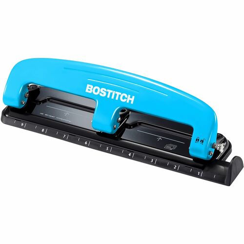 Accentra, Inc.  3-Hole Punch, w/Ruler, 12 Sheet Capacity, Blue/Black