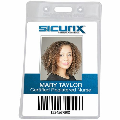 Baumgartens  Vinyl Badge Holder, Vertical, 2-1/2"x3-1/2", 50/PK, Clear