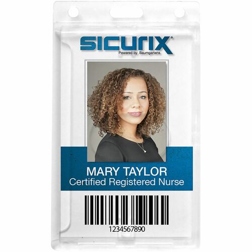 Baumgartens  Rigid PC Badge Holder, Vertical, 25/PK, Clear