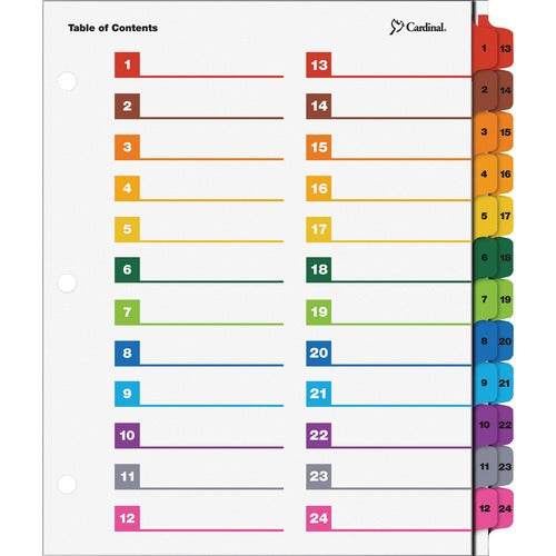 Cardinal  Index Dividers, 24-Tab, 8-1/2"x11", 24/EA, Multi