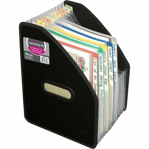 C-Line  Vertical Expanding File w/Handles, 13-Pkt, Ltr, Black