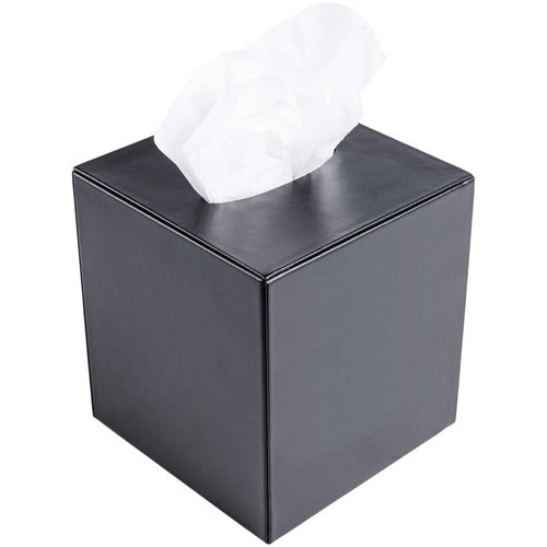 Dacasso  Tissue Box Cover, f/ Cube Box, 5-1/10"Wx5-1/10"Lx5-1/2", BK