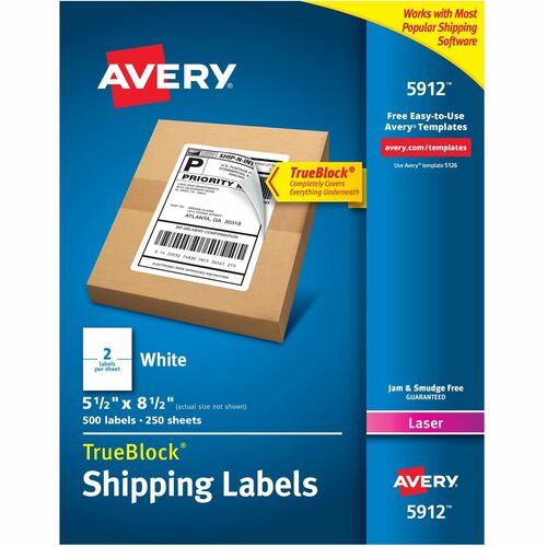 Avery  Internet Shipping Labels, 5-1/2"x8-1/2", 500/BX, WE