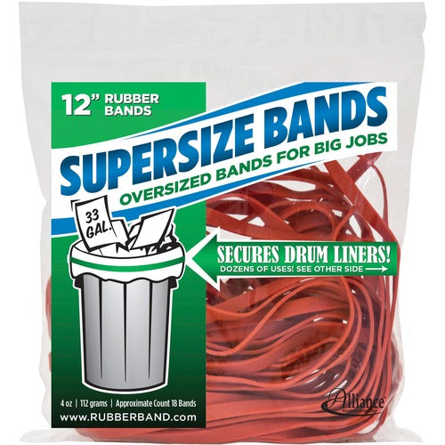 Alliance Rubber Company  Rubber Bands,Heavy-duty,f/33" Gal Cans,Large,12",18/PK,Red