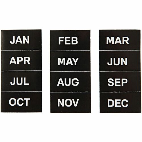 Bi-silque  Magnetic Characters, Monthly Calendar,12Magnets/PK, Black