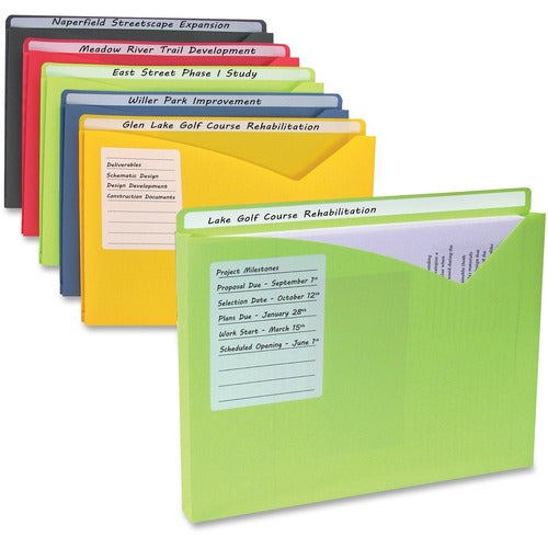 C-Line  Exp Poly File Folders,Write-On,1" Exp,LTR,25/BX,Assorted