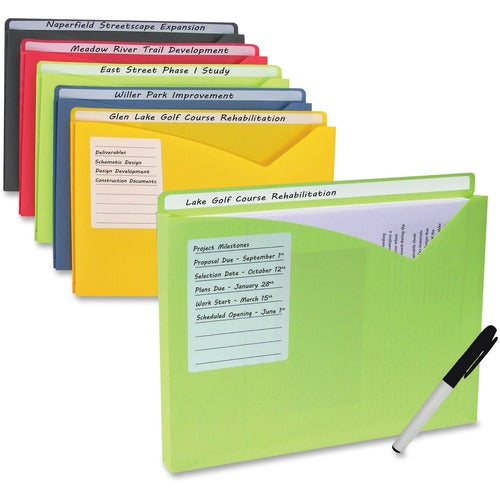 C-Line  Exp Poly File Folders,Write-On,1" Exp,LTR,10/PK,Assorted