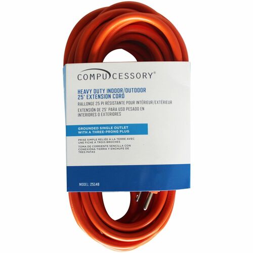 Compucessory  Heavy Duty Extension Cord 25', Orange