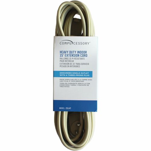 Compucessory  Heavy Duty Extension Cord, 15', Beige