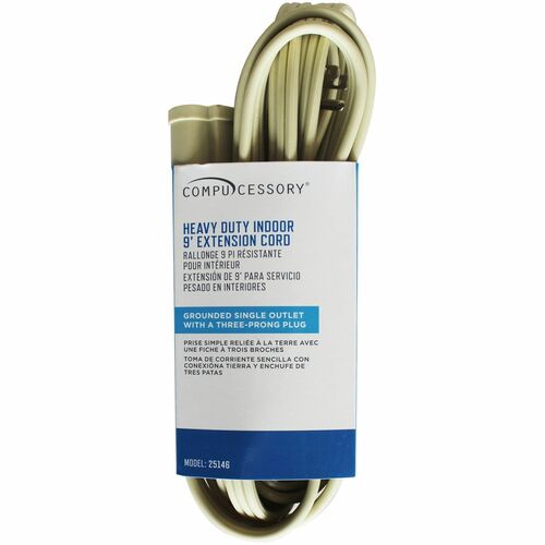 Compucessory  Heavy Duty Extension Cord, 9', Beige