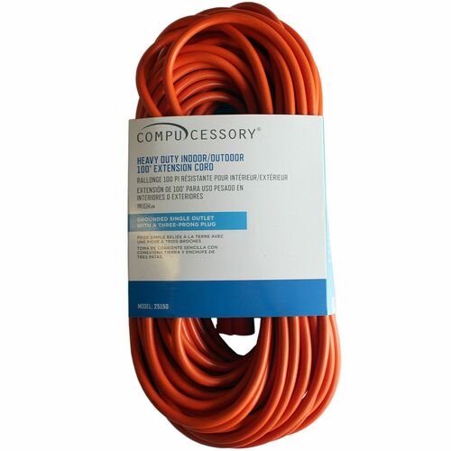 Compucessory  Heavy Duty Extension Cord, 100', Orange