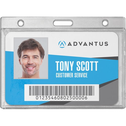Advantus Corp.  Badge Holders, Horizontal, 3-3/8"x2-1/8" Insert, 25/BX, CL