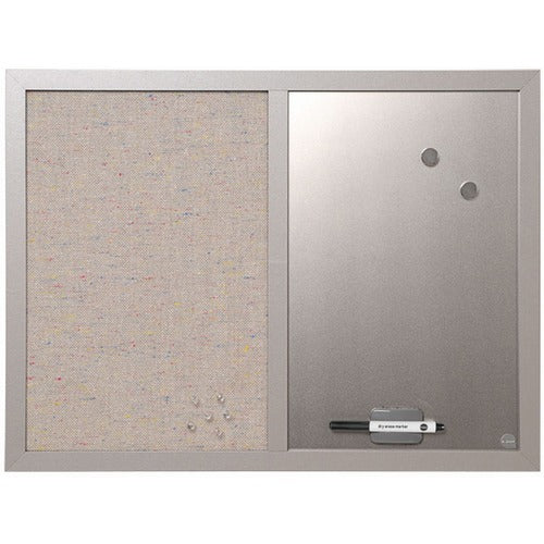 Bi-silque  Combination Board,Fabric/Magnetic/Dry-Erase,24"x18", GY