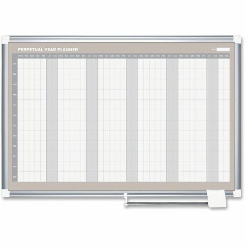Bi-silque  Calendar Board,Dry Erase,36"x48",Annual,White