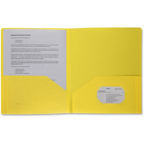 Business Source  Poly Portfolio, 2 Pocket, LTR, .3mil, Yellow
