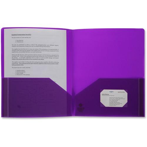 Business Source  Poly Portfolio, 2 Pocket, LTR, .3mil, Purple