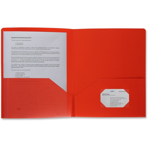 Business Source  Poly Portfolio, 2 Pocket, LTR, .3mil, Red