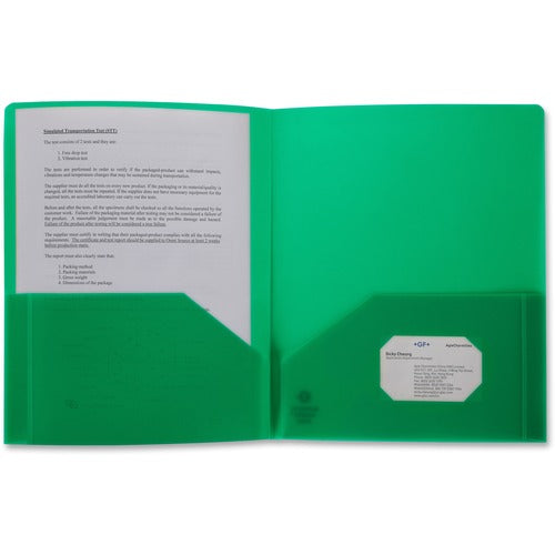 Business Source  Poly Portfolio, 2 Pocket, LTR, .3mil, Green