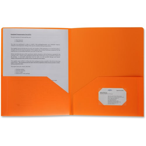 Business Source  Poly Portfolio, 2 Pocket, LTR, .3mil, Orange