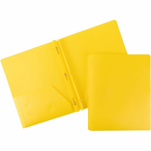 Business Source  Poly Portfolio, 3-Prong, 2 Pockets, Letter-size, Yellow