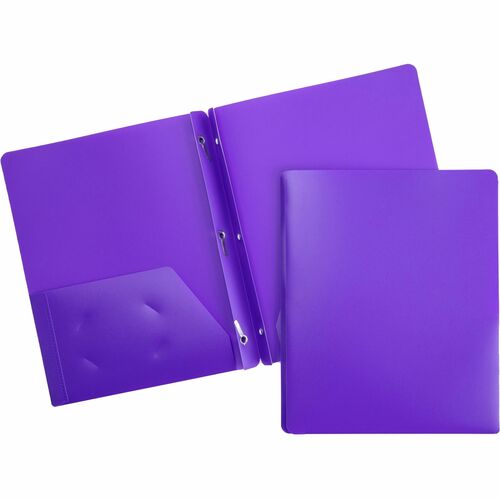 Business Source  Poly Portfolio, 3-Prong, 2 Pockets, Letter-size, Purple