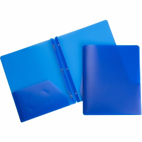 Business Source  Poly Portfolio, 3-Prong, 2 Pockets, Letter-size, Blue