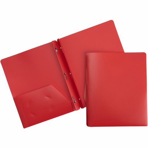 Business Source  Poly Portfolio, 3-Prong, 2 Pockets, Letter-size, Red
