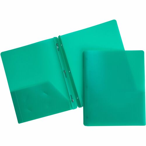 Business Source  Poly Portfolio, 3-Prong, 2 Pockets, Letter-size, Green