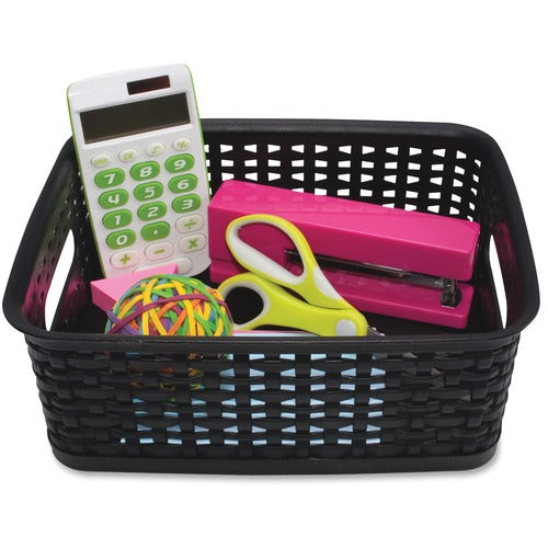 Advantus Corp.  Storage Bins, Plastic, Small, 7-1/2"x10"x4", 3/PK, Black