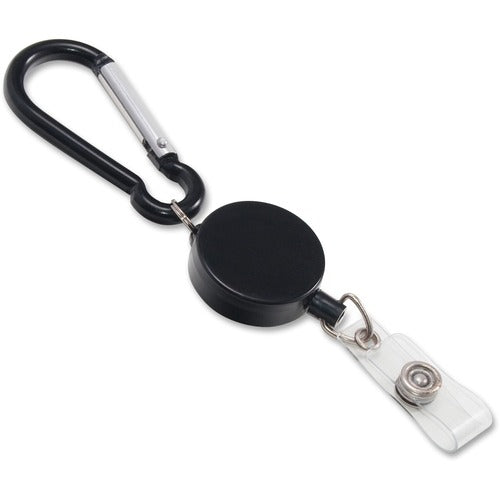 Advantus Corp.  Badge Reel/Carabiner, Metal/Nylon, 24" Ext, 5/PK, Black