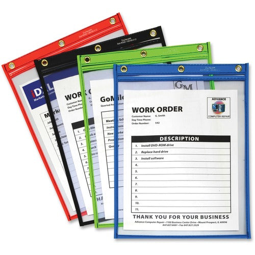 C-Line  Shop Ticket Holder, Hvy-Dty, 9"x12", 20/BX, Ast/Clear