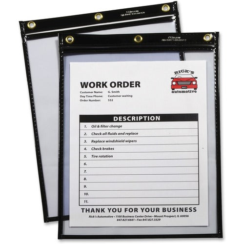C-Line  Shop Ticket Holder, Hvy-Dty, 9"x12", 15/BX, Black/Clear