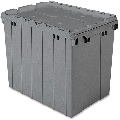 Akro-Mils  Container, w/Attached Lid, 17 Gal, Gray
