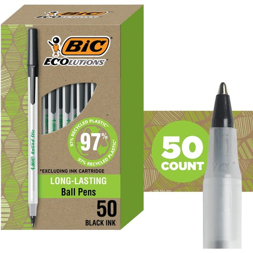 Bic  Pen,Ballpoint,Stick,1.0mm,50/BX,Semi-CL Barrel/Black Ink